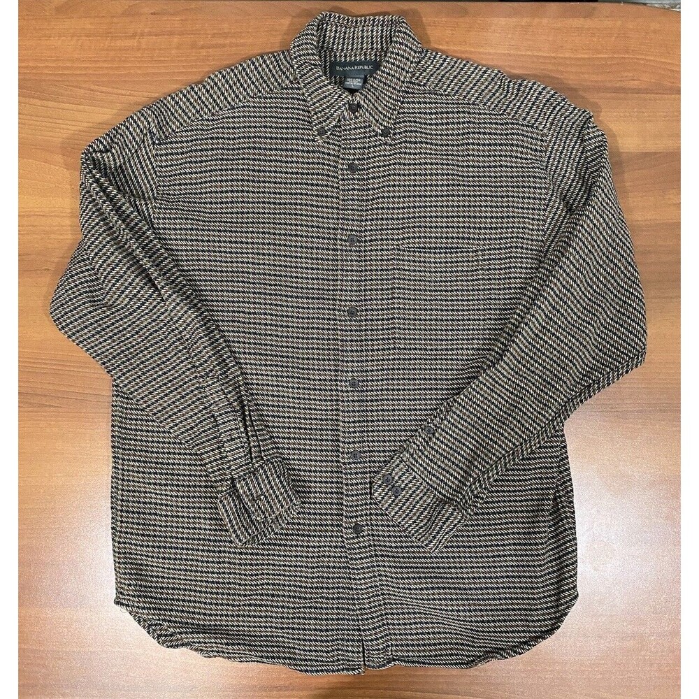 Banana Republic Shirt Men’s Large Cotton Long Sleeve Thick Fabric Brown